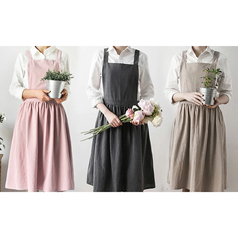 

Фартук из хлопка и льна для садоводства, кофейни, кухонный фартук, нордический минималистичный фартук для цветочного магазина, кухонная утв...
