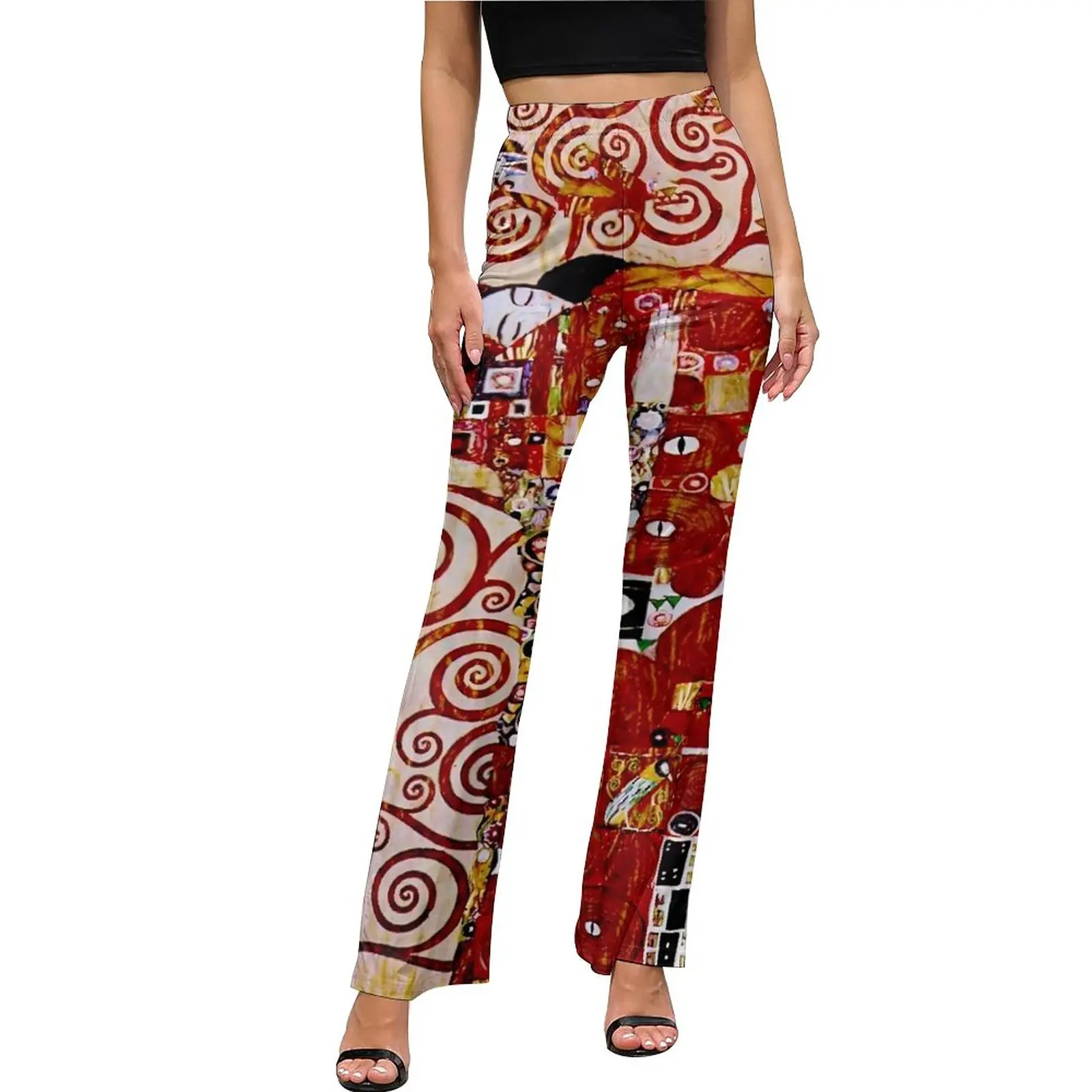 

Gustav Klimt Detail Pants Retro Trees of Life Classic Flared Trousers Spring Womens Printed Street Wear Slim Pants