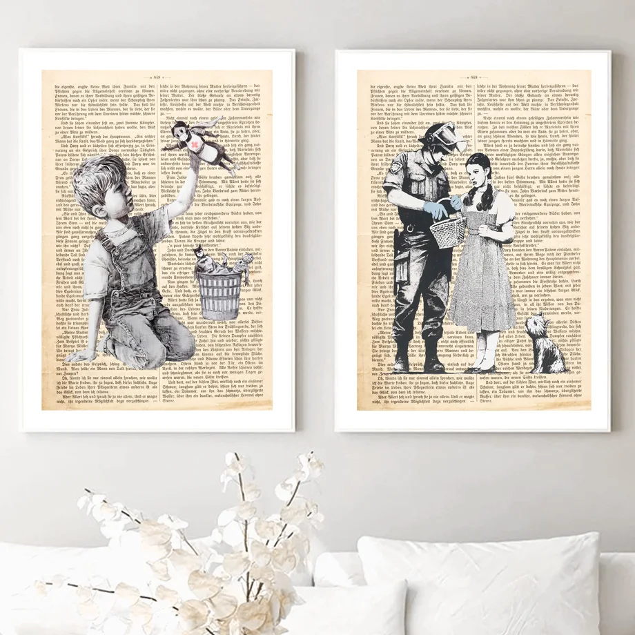 Настенная картина с изображением банки девочки воздушного шара собаки