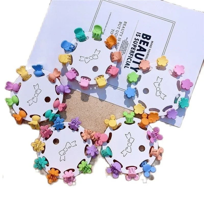 

10 Pcs/set Candy Color Cartoon Mini Hair Claws Children Solid Flower Star Crown Hair Clamp Clips Kids Crab Clip Hair Accessories