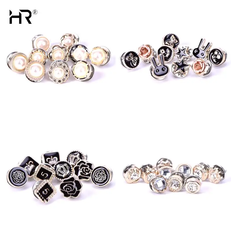

10Pcs Mini Cute Pins Button Flower Pearl Rhinestones Brooch Set Women Suit Sweater Lapel Pin Brooches Collar Badge Jewelry