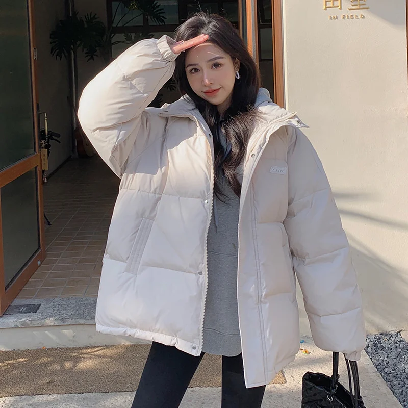 Winter Cotton Coat For Women Fashion Loose Korea Padding Coat Parkas Klein Blue Short Stand Collar Coat Ins Bread Korean Coat