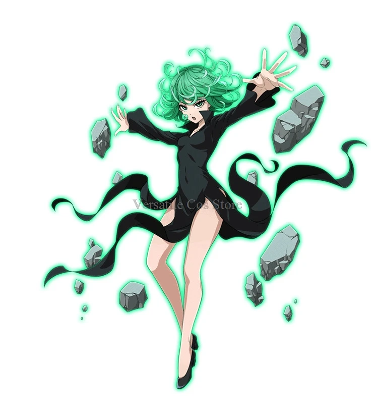 Костюм для косплея Торнадо ужасов Senritsu No Tatsumaki парик черное платье наряд женщин и