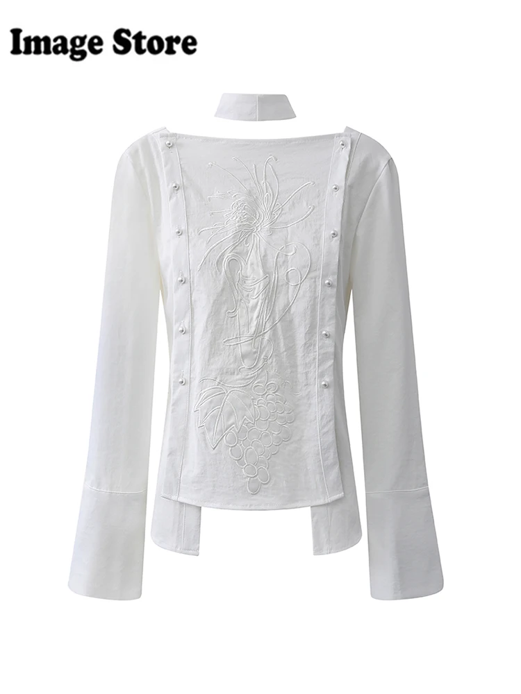 Весенние женские французские винтажные атласные рубашки Old Money с длинным рукавом