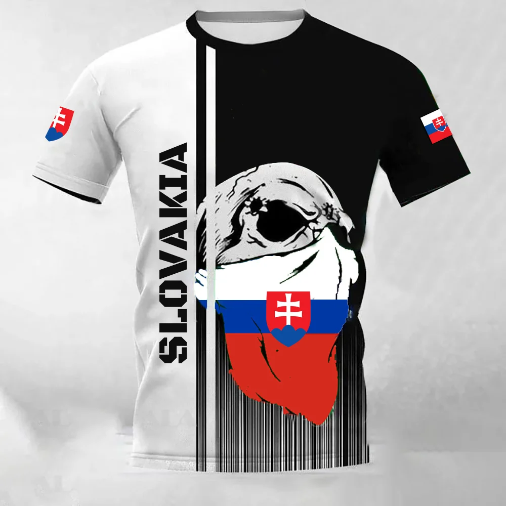 

Veterans Men's T-Shirt Slovak Army Soldier Flag Print Tops Tees Oversized Men's Clothing Pullover O-Neck T-Shirt For Men Camisa
