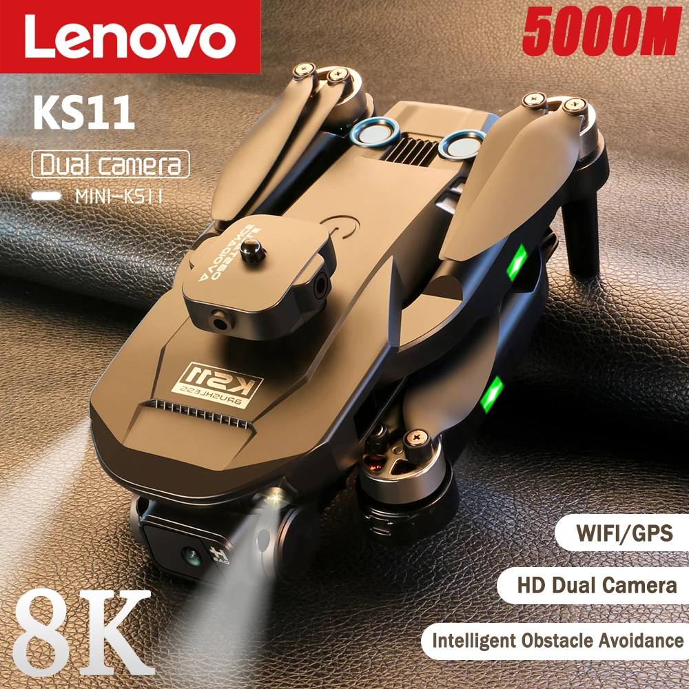 

Lenovo Ks11 Drone Obstacle Avoidance Brushless Four-Wheel Drive Aircraft 4K/6K/8K Professional HD Dual Camera Long Battery Life