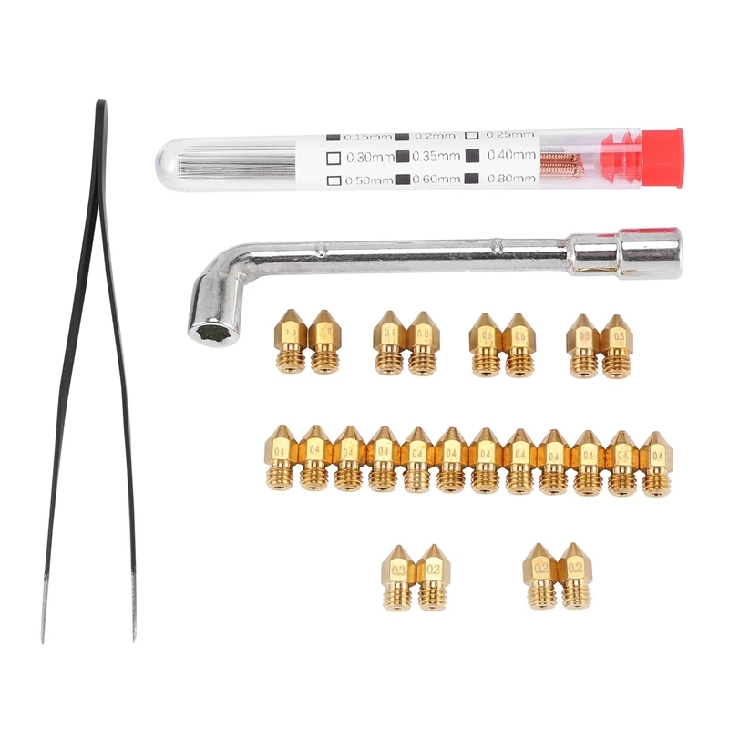 

37Pcs 3D Printer Nozzles MK8 Nozzle 0.2,0.3,0.4,0.5,0.6,0.8,1.0Mm Extruder Print Head For Creality CR-10 Ender 3 5