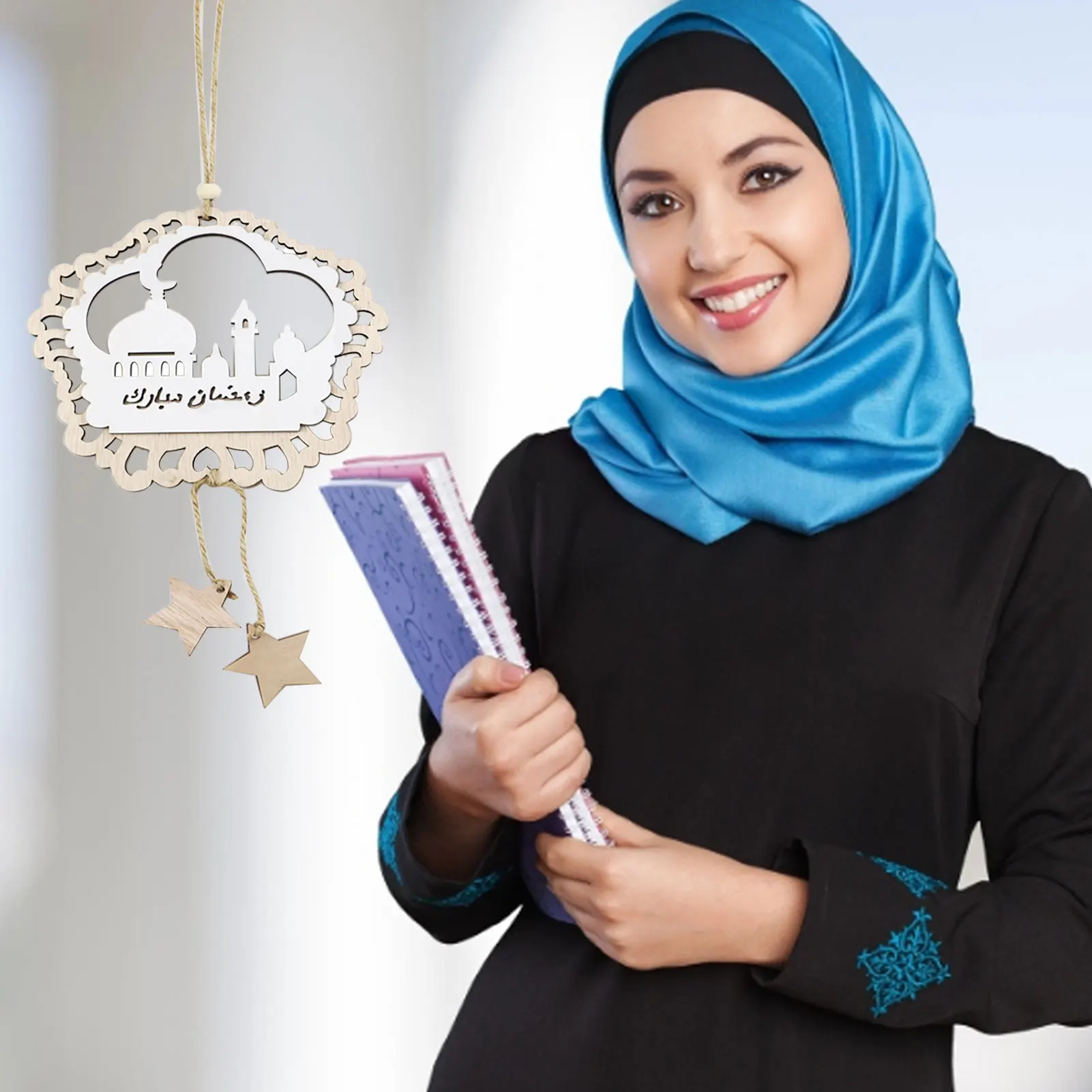 

Ramadan Kareem Wooden Ornament Happy Eid Pendant Sign For Ramadan Mubarak Durable Home Islamic Muslim Eid Party Decorations