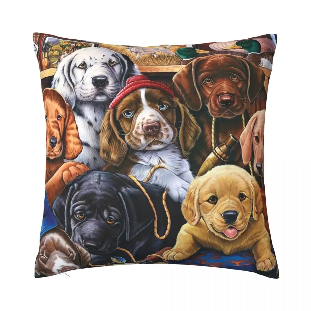 

Cute Dog Pillowcase Printing Fabric Cushion Cover Decorative Funny Pupy Pillow Case Cover Home Zippered 40*40cm