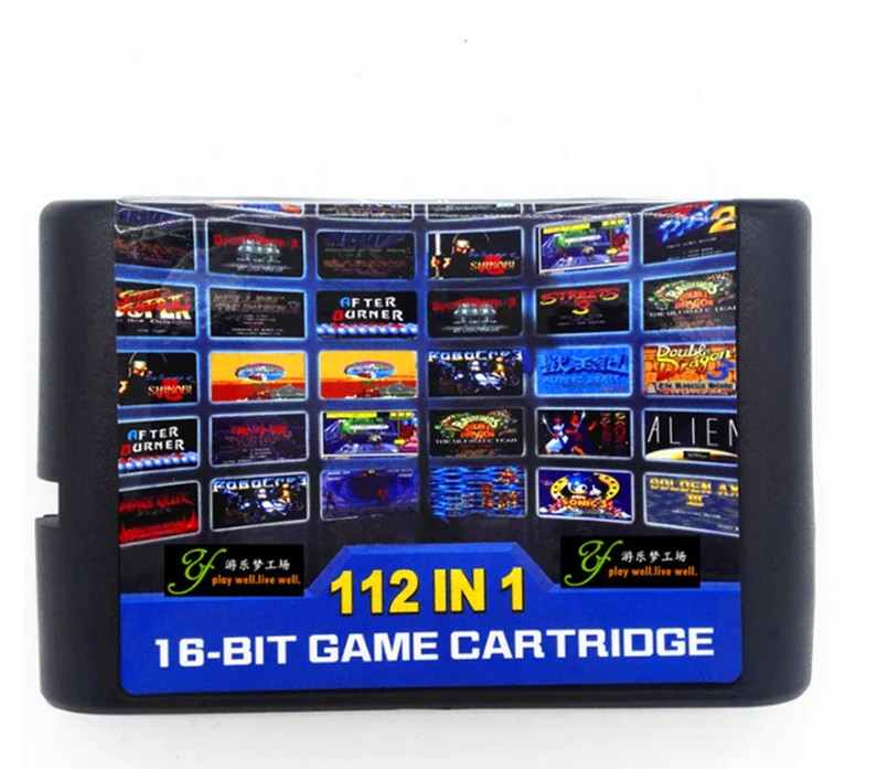 Retro 16 bit MD black card 112 in 1 cartridge for Sega home game console