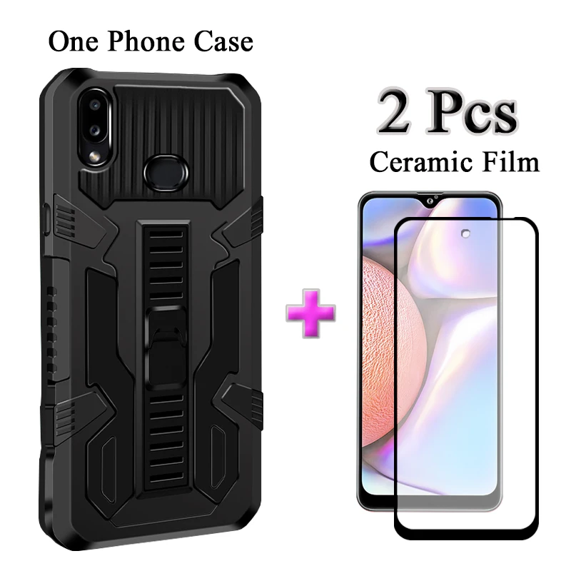 2 в 1 чехол для телефона Samsung Galaxy A10S жесткий Защитная камера с керамической пленкой
