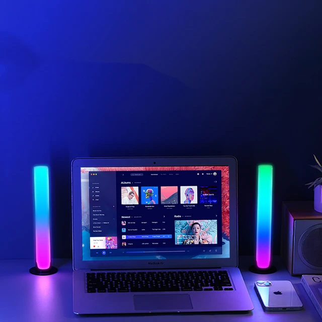 RGB LED Light Bars Music Sound Control Pickup Rhythm Ambient Lamp for Gaming Room Decor Car Desktop Induction Creative Led Pick 1
