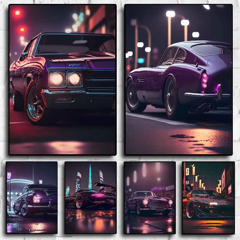 Классический 80-х годов неоновый JDM город ночь роскошный автомобильный