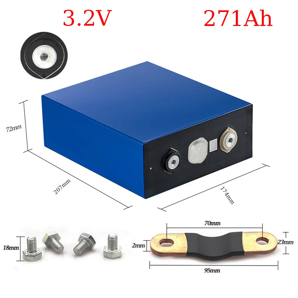 

Grade A 4PCS 2021 NEW 3.2V 271Ah Lifepo4 Battery With QR Code LFP Lithium Solar 12V 24V 280ah Cells Not 202Ah EV Marine RV Golf