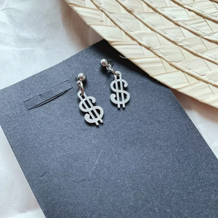 

retro minimalist Harajuku personality dollar coins dollar sign earrings