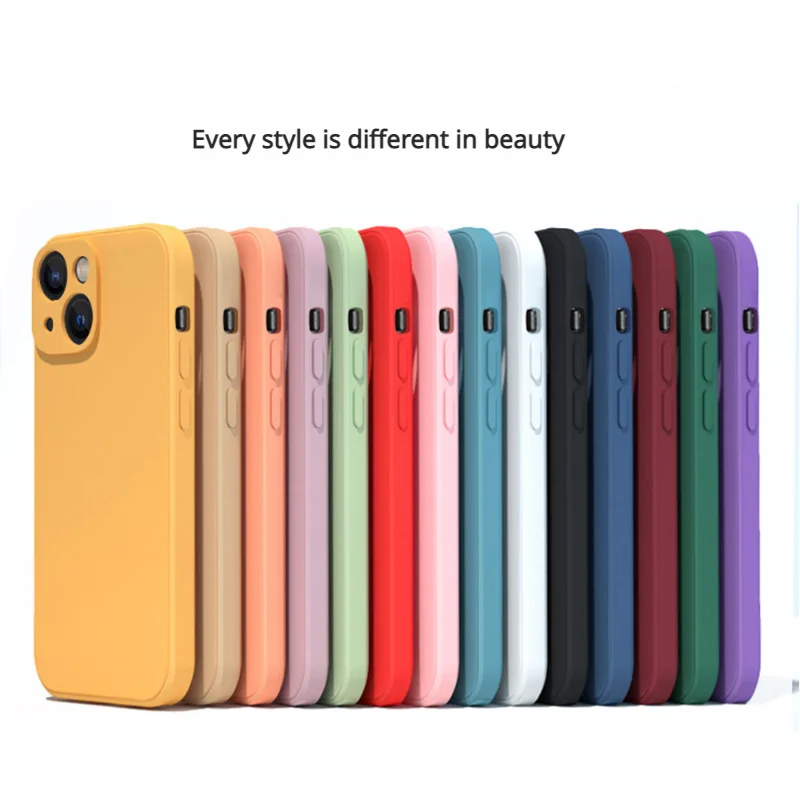 

Чехол для телефона IPhone 14, 13, 12, 11 Pro Max, X, XR, XS, 7, 8 Plus, обтягивающий однотонный противоударный мягкий чехол из жидкого силикона