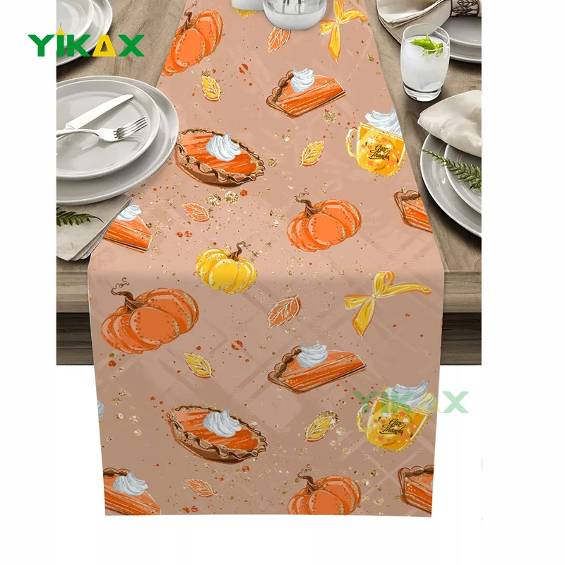 

Thanksgiving Watercolor Art Pumpkin Table Runner Wedding Country Decor Table Runner for Dining Table Christmas Table Cloth Decor