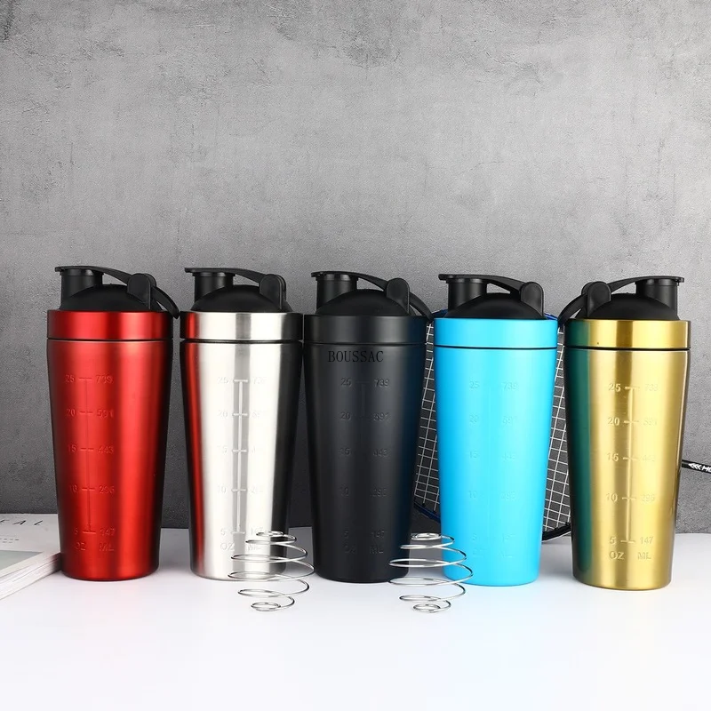 

Genuine Single-layer Fitness Shaker Cup 304 Stainless Steel Sports Kettle Gym Large-capacity Sports Water Cup with Ball BOUSSAC