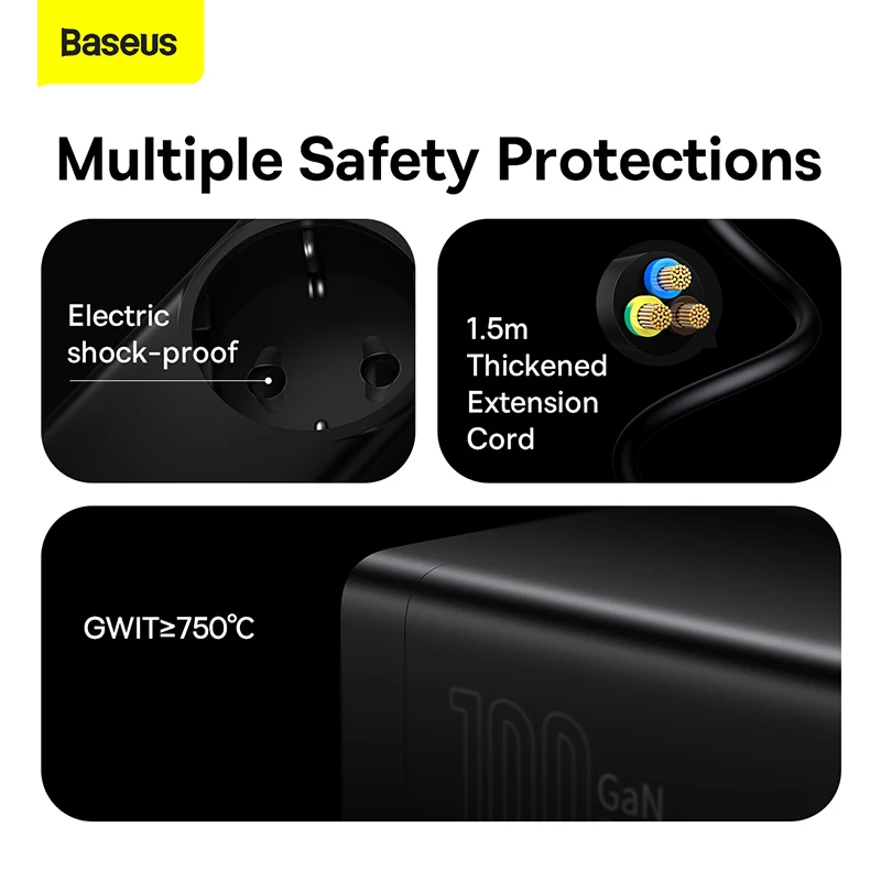 Настольное зарядное устройство Baseus 100 Вт GaN3 Pro сетевой фильтр зарядная станция