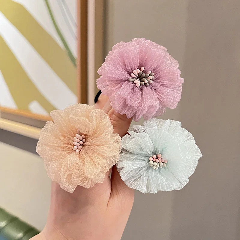 

1PCS New Mesh Flower Girls Elastic Hair Bands Princess Hair Accessories Children Hair Ties Baby Headwear