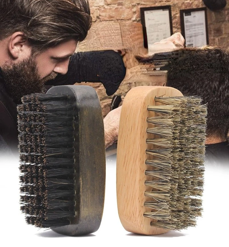 Щетка с щетиной для волос и бороды, Антистатическая Расческа с большой изогнутой деревянной ручкой, инструменты для укладки