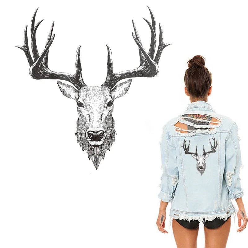 

Deer Clothes Patches Household Iron on Patch Washable Heat Transfers Stickers for Kid Tops DIY Decoration Appliqued for Family