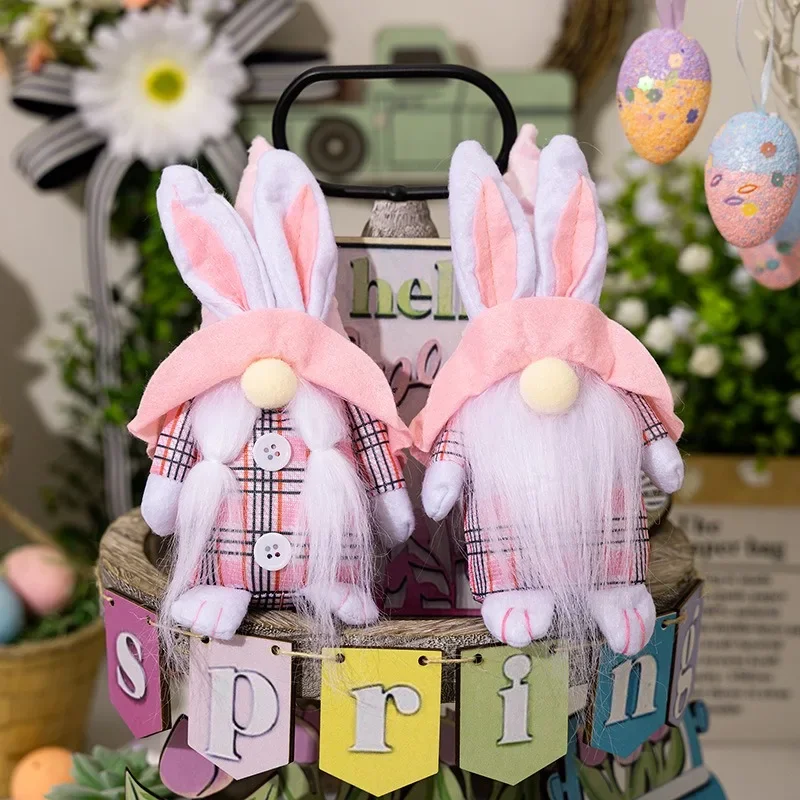 Розовый Пасхальный Гном Украшение С Заячьими Ушками Декоративный Поднос