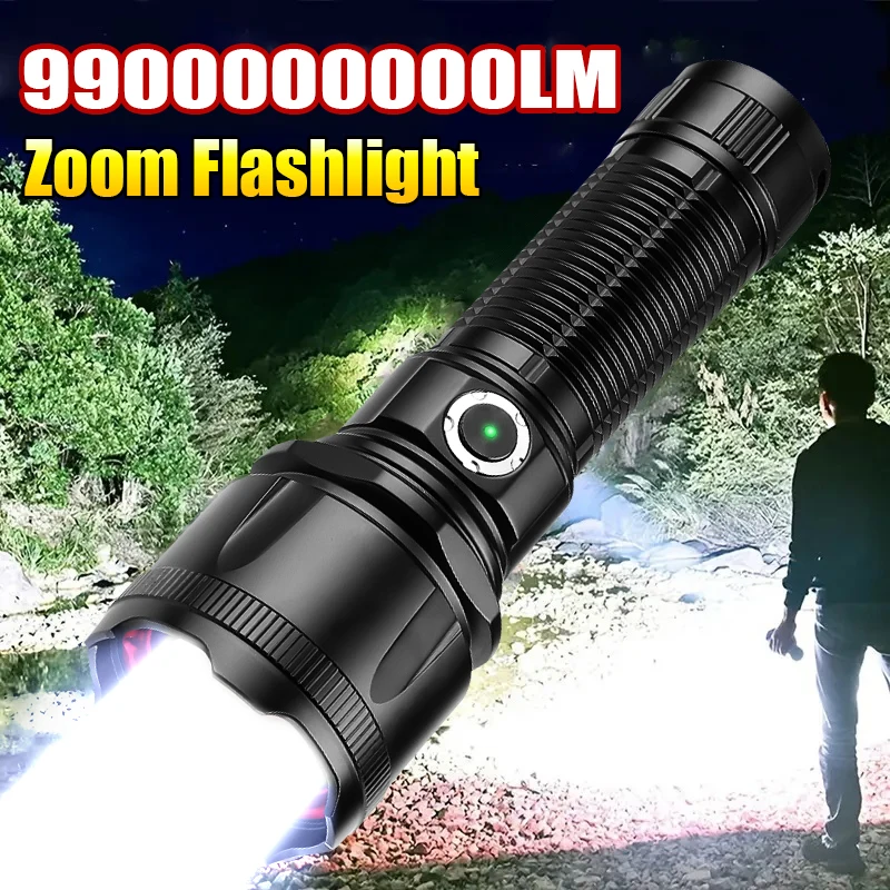 

990000LM High Power Led Flashlights Usb Rechargeable Flashlight Super Bright Long Shot Lights Powerful Tactical Camping Torches