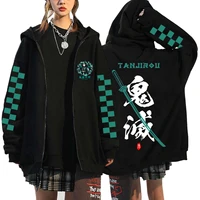 anime zipper jacket demon slayer hoodies fashion cosplay costume jackets unisex harajuku sweatshirt hip hop zip up sweatshirts