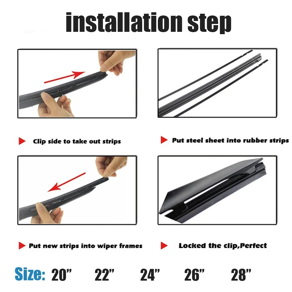 Car Windshield Wiper Blade Insert Rubber Strip for Toyota Camry RAV4 Prado Corolla YARIS KIA Rio Sorento Sportage K2 K3 K4 K5