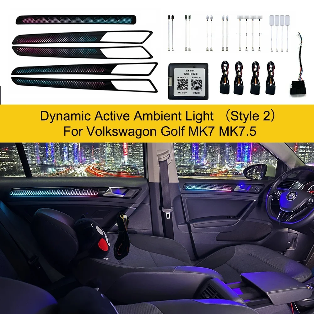 Фото Динамическая активная атмосферная подсветка OEM Design Symphony для Volkswagen Golf MK7, MK7.5, Golf 7, 7.5: Обновление интерьера с LED-подсветкой №2