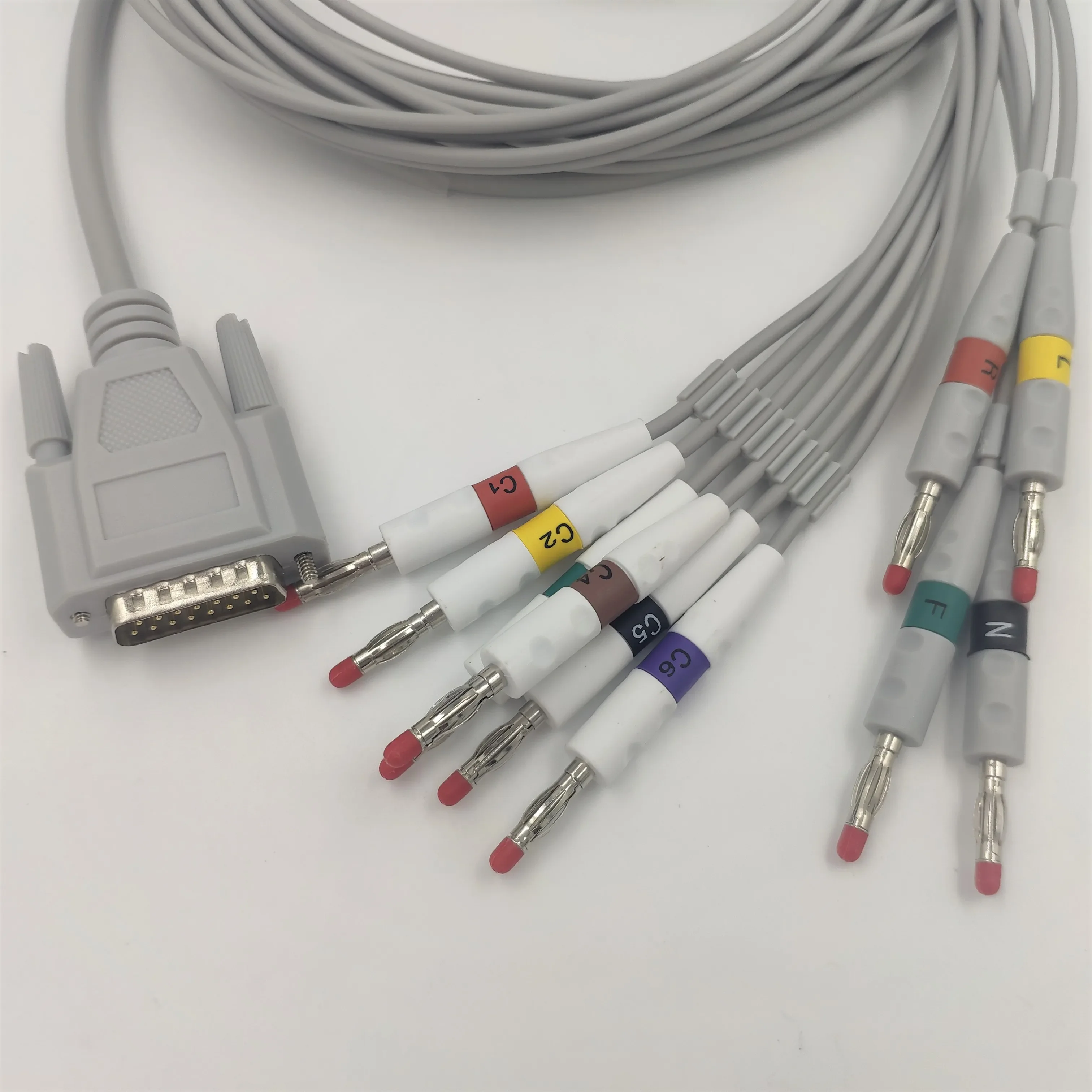 EKG кабель 10 выводов банан/DIN/защелка/зажим для Nihon Kohden Cardiofax EKG-8270/8350/8370/6151/6353