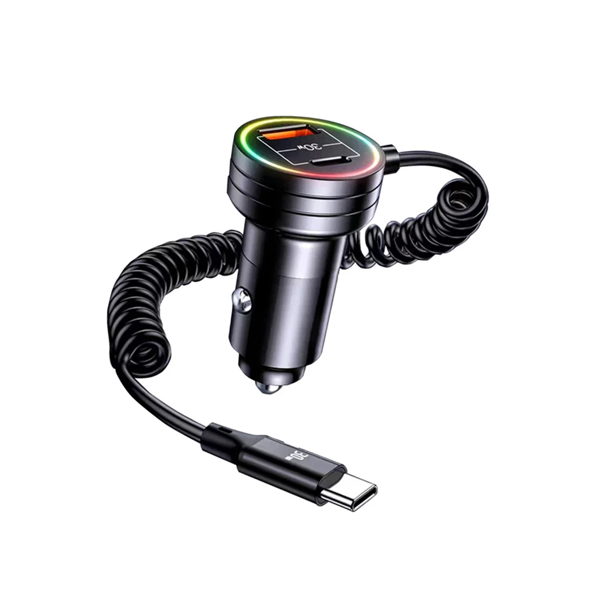 

Мини USB Автомобильное зарядное устройство адаптер 60 Вт Быстрая зарядка с кабелем 3 в 1 с пружинным расширительным кабелем типа C адаптер для ...