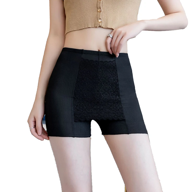 

Женские шелковые безопасные штаны со средней талией, летние шорты, облегающее женское нижнее белье с резьбой, женские горячие штаны, летние трусы