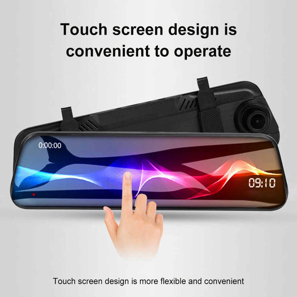 

1080P Mirror Dash Cam Front Rear Dual Camera 10" IPS Touch Screen 170° Wide Angle Car Streaming Recorder G-Sensor Loop Recording