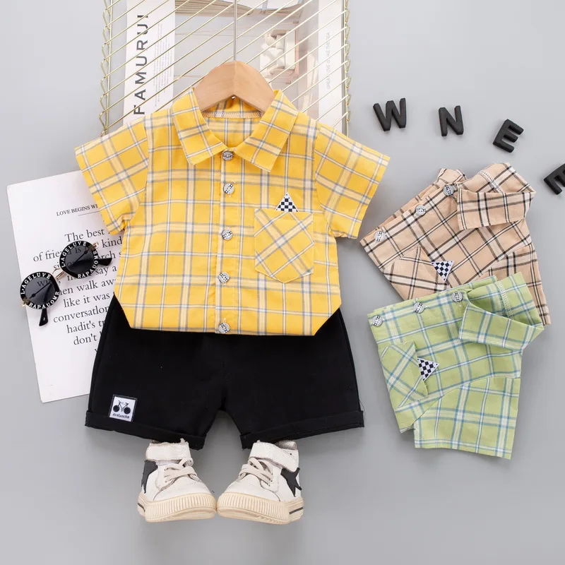 

WNXX-BabyClothesToddlerBoyClothes 0-5 Years Old Summer Short-Sleeved Shorts Suit Baby Printed Shirt Casual Shorts Two-Piece Suit