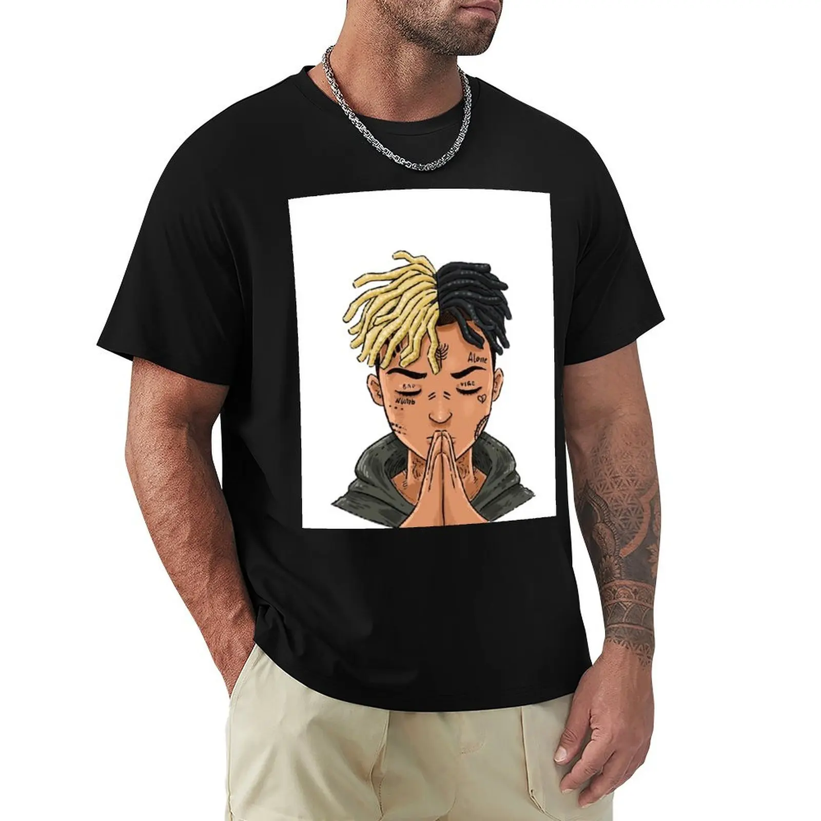 Фото Футболка XXXTentation с рисунком RIP Legend Rap, футболка больших размеров с короткими рукавами №1