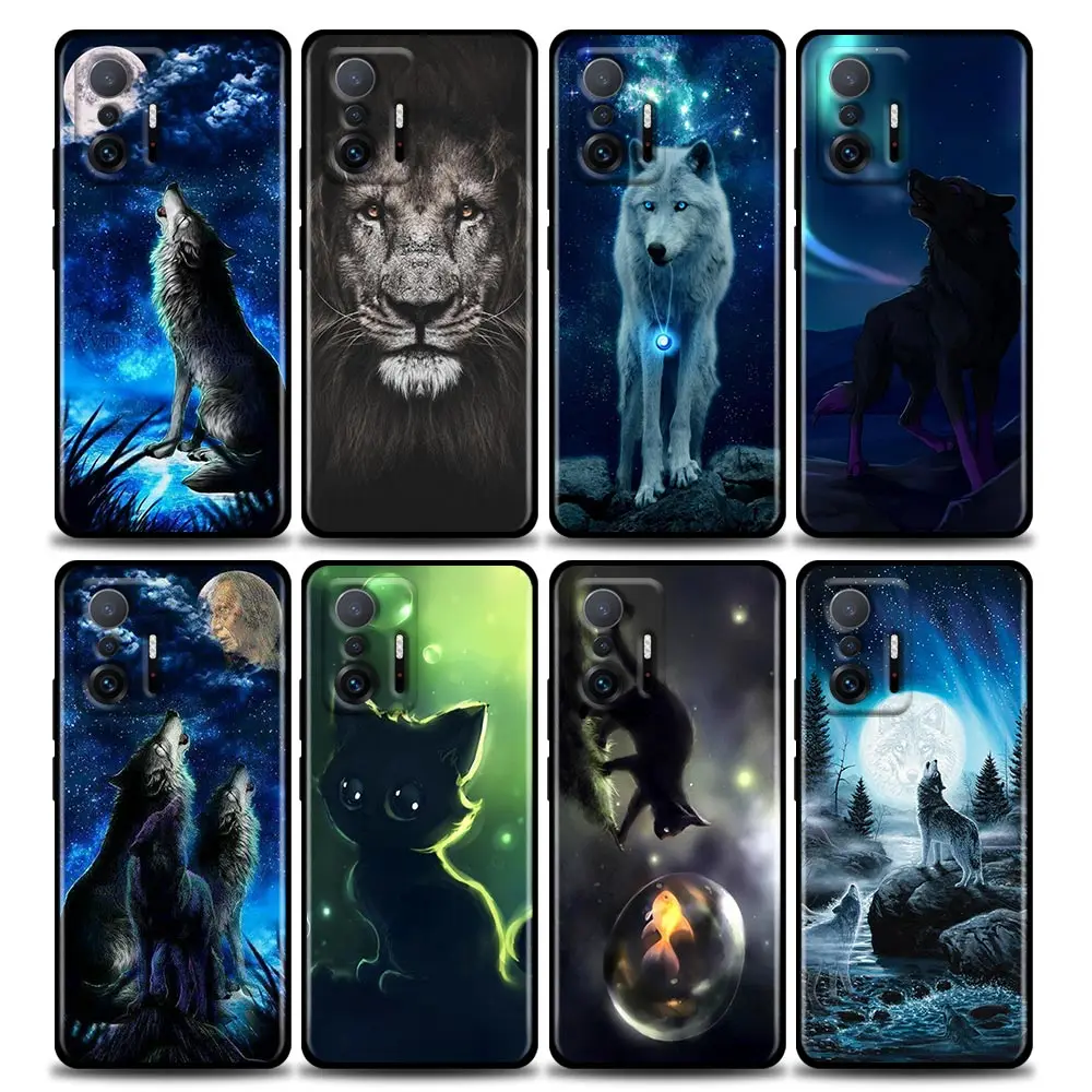 

Phone Case for Xiaomi Mi 11i 12 12X 11 11X 11T Case Poco X3 NFC M3 Pro F3 GT M4 Silicone Cover Cute Animal Wolf Lion Cat