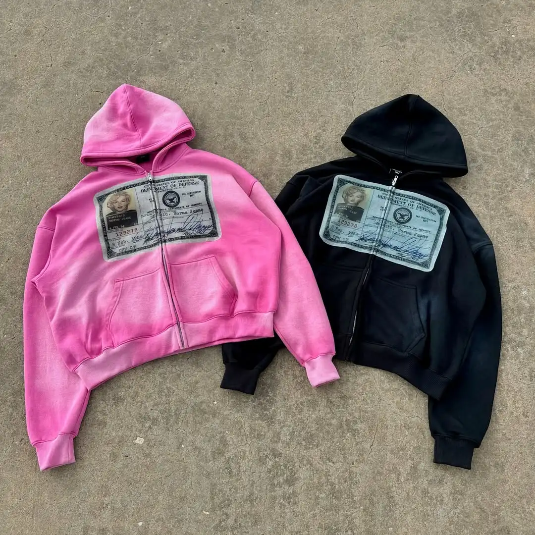 Осень-зима Y2K Harajuku модная толстовка на молнии Мэрилин Монро спортивная одежда