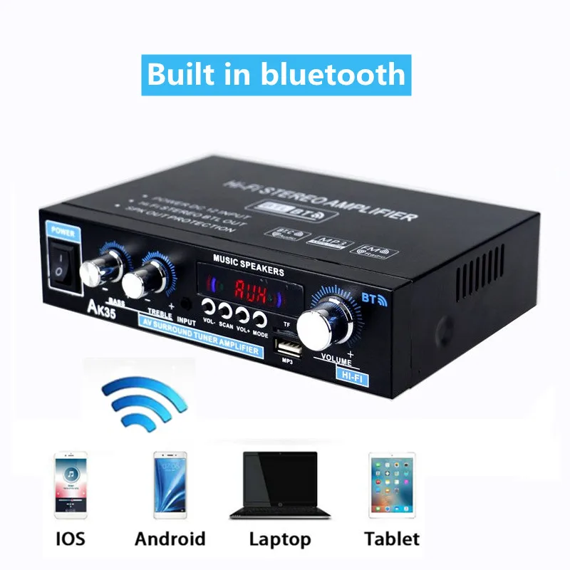 Цифровой аудиоусилитель AK35 с микрофоном 800 Вт Bluetooth 5 0 Hi-Fi FM |
