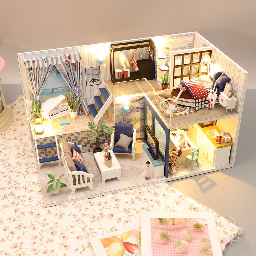 Набор для кукольного домика сделай сам деревянный миниатюрный с мебелью