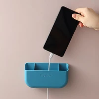 punch free wall mounted organizer storage box remote control mounted mobile phone plug wall holder charging multifunction hook