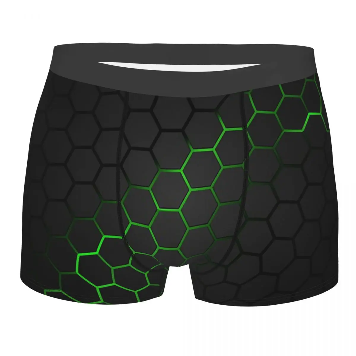 

Futuristic Honeycomb Green Black Geek Underpants Breathbale Panties Man Underwear Sexy Shorts Boxer Briefs