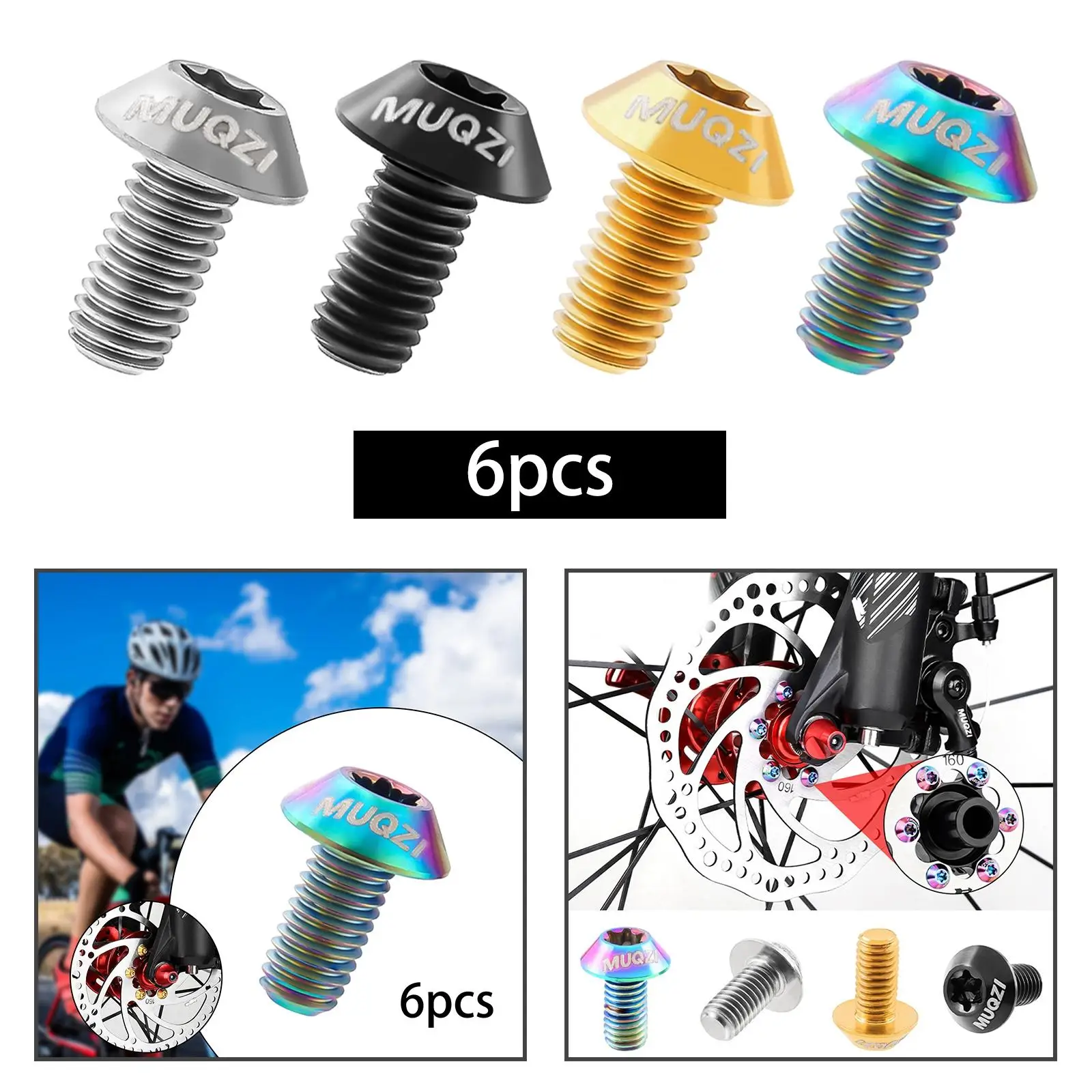 6 шт. болты ротора дискового тормоза велосипеда прочные титановые винты
