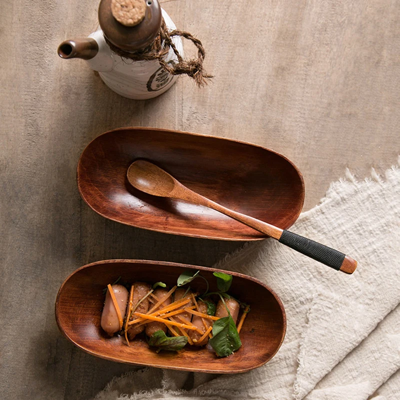 

Japanese-Style Dried Fruit Plate Solid Wood Tableware Food Serving Tray Desserts Snack Dishes Household Dinnerware