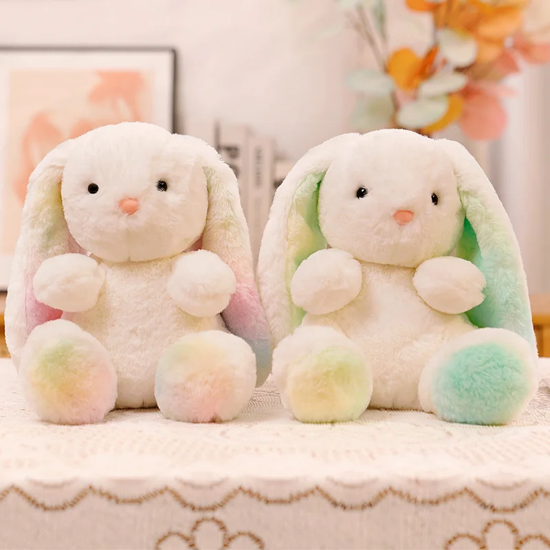 

30-50cm Kawaii Fluffy Colorful Long Ears Rabbit Plush Toys Stuffed Soft Animal Pillow Cute Dolls For Children Girlfriend Gifts