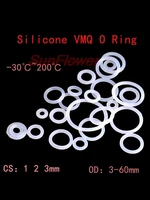 vmq white silicone o ring gasket thickness 1 2 3mm od 3 60mm food grade rubber insulate round o shape seal o ring silicone rings