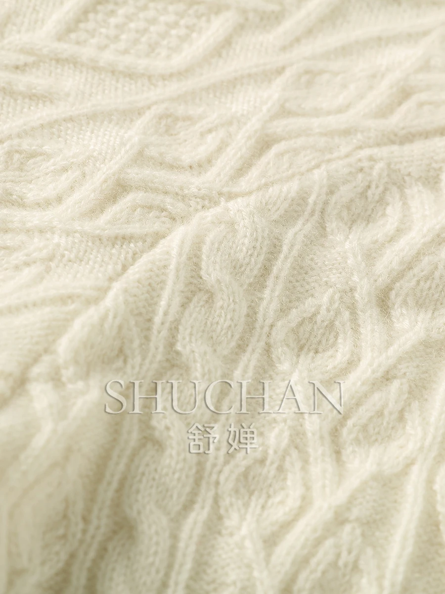 100% кашемировый кардиган Женский вязаный свитер с круглым вырезом Повседневный