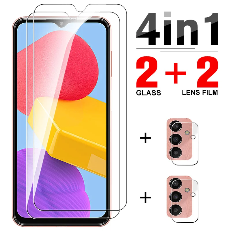

4in1 Tempered Glass For Samsung M13 Full Cover Clear Screen Protectors For Samsung Galaxy M13 M 13 13M 4G 5G Camera Lens Films