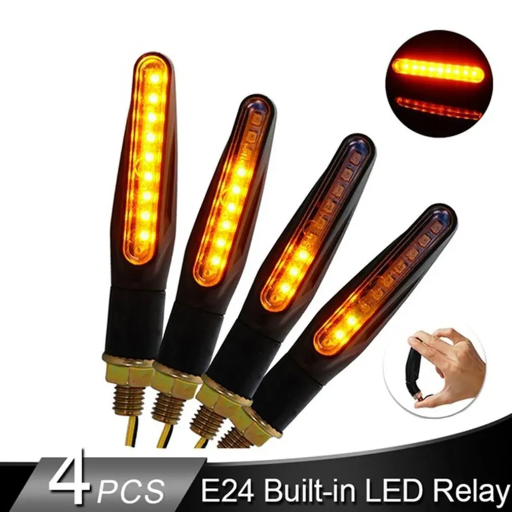

4/2PCS Universal LED Motorcycle Turn Signal Light 12V IP68 Waterproof Sequential Amber Flasher Blinker Tail Lights Accessories